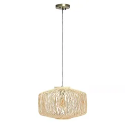 Kirklands Home Chandeliers & Pendant Lighting|Natural Rat Geometric Pendant Light Tan