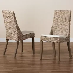 Kirklands Home Dining Chairs|Natural Rattan High Back Dining Chairs, Set of 2 Brown