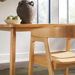 Kirklands Home Dining Chairs|Natural Rounded Modern Dining Chairs, Set of 2 Tan