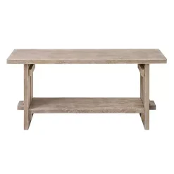 Kirklands Home Benches & Ottomans|Natural Rustic Whitewashed Mango Wood Bench Tan