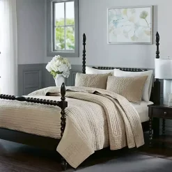 Kirklands Home Bedspreads & Coverlets|Natural Serene Quilted 3-pc. Queen Coverlet Set Tan