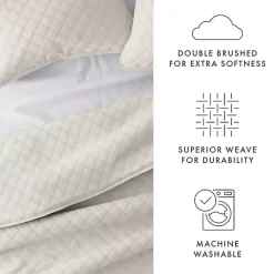 Kirklands Home Quilts|Natural Stitched Diamond 3-pc. Queen Quilt Set Ivory