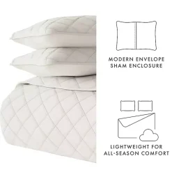 Kirklands Home Quilts|Natural Stitched Diamond 3-pc. Queen Quilt Set Ivory