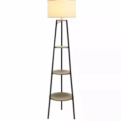 Kirklands Home Floor Lamps|Natural 3-Tier Tripod Floor Lamp