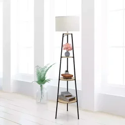 Kirklands Home Floor Lamps|Natural 3-Tier Tripod Floor Lamp
