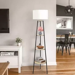 Kirklands Home Floor Lamps|Natural 3-Tier Tripod Floor Lamp