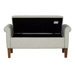Kirklands Home Benches & Ottomans|Natural Upholstered Aubrey Storage Bench Ivory