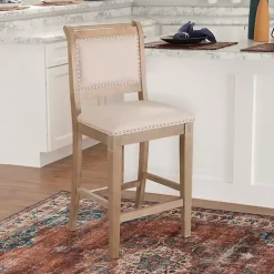 Kirklands Home Bar Stools & Counter Height Stools|Natural Upholstered Wood Frame Counter Stool Tan