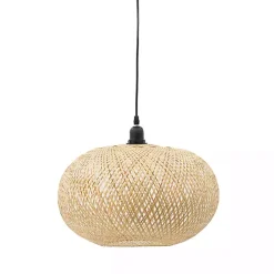 Kirklands Home Chandeliers & Pendant Lighting|Natural Wide Woven Bamboo Globe Pendant Light