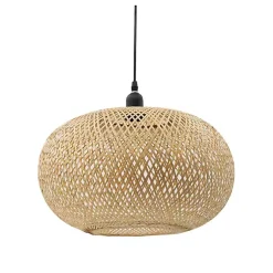 Kirklands Home Chandeliers & Pendant Lighting|Natural Wide Woven Bamboo Globe Pendant Light