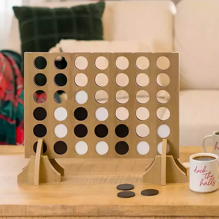 Online Natural Wood 4 in a Row Game Decorative Accents