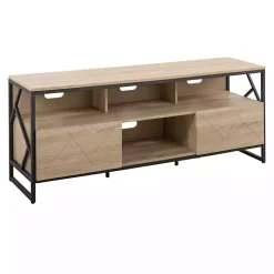 Kirklands Home Tv Stands & Media Consoles|Natural Wood and Black Steel Media Sd Tan