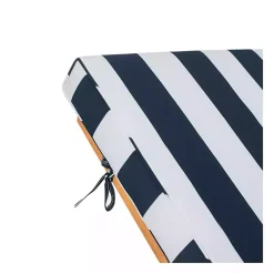 Kirklands Home Outdoor Seating|Natural Wood Chaise with Table and Striped Cushion