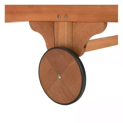 Kirklands Home Outdoor Seating|Natural Wood Chaise with Table and Striped Cushion