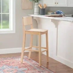 Kirklands Home Bar Stools & Counter Height Stools|Natural Wood Devin Bar Stools, Set of 2 Tan