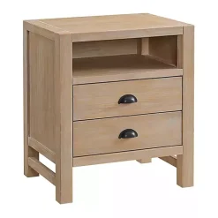 Kirklands Home Nightstands|Natural Wood Grain Open Storage Nightsd Tan