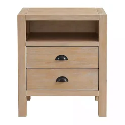 Kirklands Home Nightstands|Natural Wood Grain Open Storage Nightsd Tan