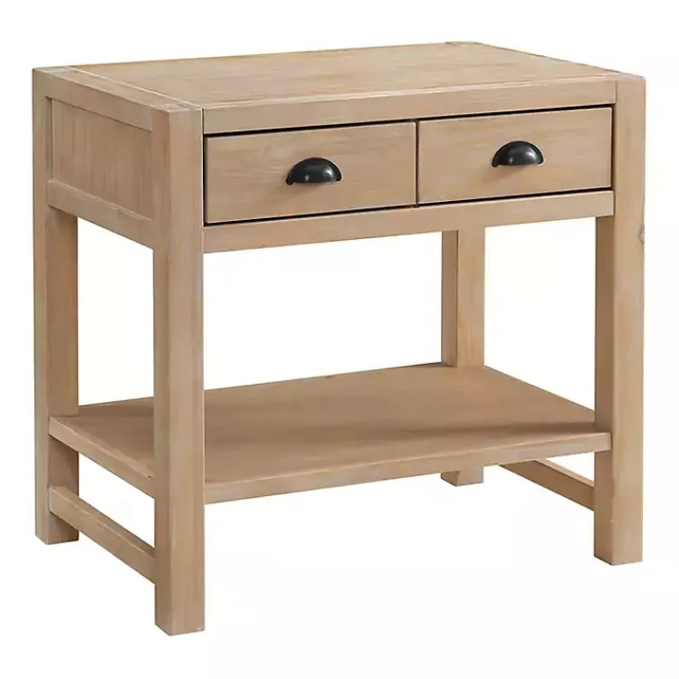 Kirklands Home Nightstands|Natural Wood Grain Open Shelf Nightsd Tan