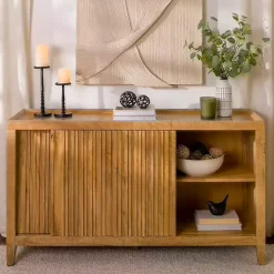 Kirklands Home Cabinets & Sideboards|Natural Wood Hughes Sliding Door Cabinet Tan