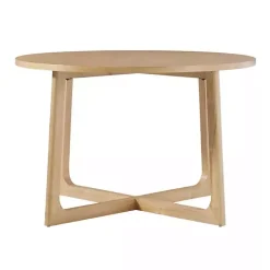 Kirklands Home Dining Tables|Natural Wood Modern Round Dining Table Tan