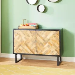 Kirklands Home Cabinets & Sideboards|Natural Wood Mosaic Paneling Cabinet