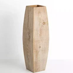 Hot Natural Wood Oblong Floor Vase, 24 in. Vases