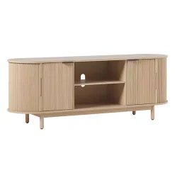 Kirklands Home Tv Stands & Media Consoles|Natural Wood Reeded Oval TV Sd Tan