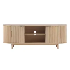 Kirklands Home Tv Stands & Media Consoles|Natural Wood Reeded Oval TV Sd Tan