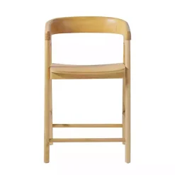Kirklands Home Bar Stools & Counter Height Stools|Natural Wood Rounded Modern Counter Stool Tan