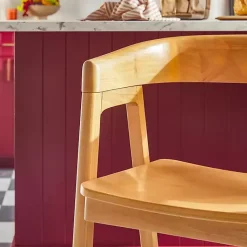 Kirklands Home Bar Stools & Counter Height Stools|Natural Wood Rounded Modern Counter Stool Tan