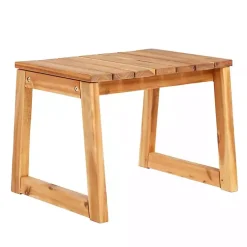 Kirklands Home Outdoor Tables|Natural Wood Slatted Box Leg Outdoor Side Table Tan
