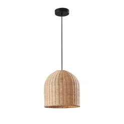 Kirklands Home Chandeliers & Pendant Lighting|Natural Woven Rat Pendant Light Tan