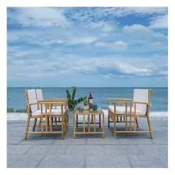 Kirklands Home Outdoor Sets|Natural Woven Wicker 4-pc. Outdoor Living Set Tan