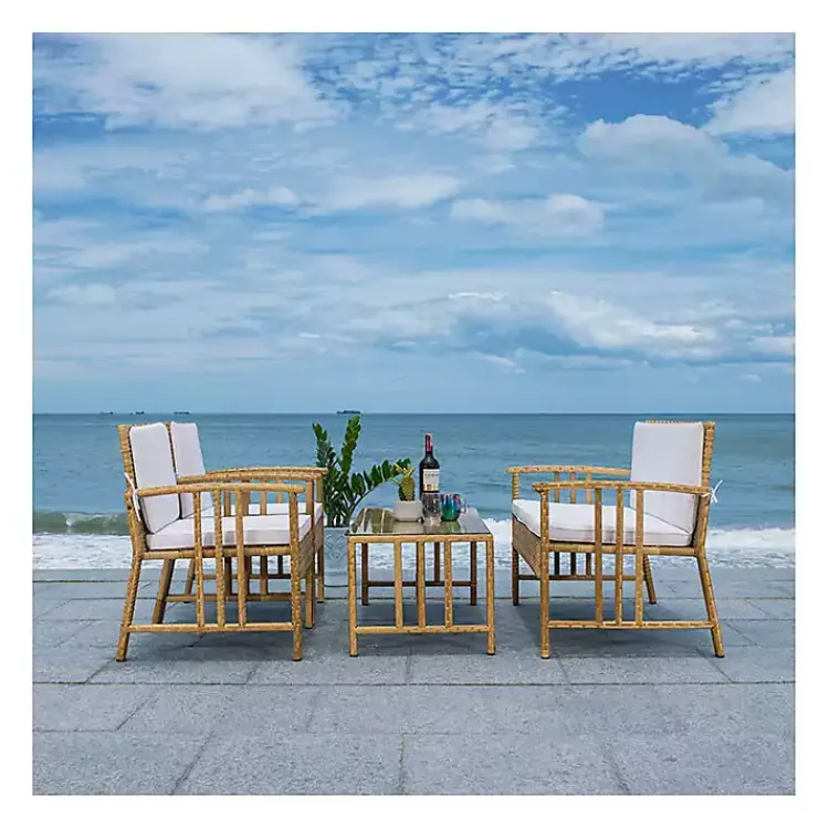 Kirklands Home Outdoor Sets|Natural Woven Wicker 4-pc. Outdoor Living Set Tan