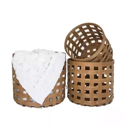 Online Natural Woven Wicker Round Baskets, Set of 3 Baskets & Boxes