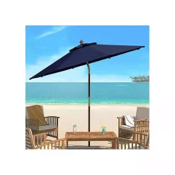 Kirklands Home Outdoor Accent Furniture|Navy 9 ft. Eucalyptus Outdoor Umbrella Blue