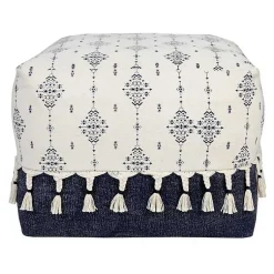 Clearance Navy and Ivory Scandinavian Motif Pouf Poufs & Floor Cushions