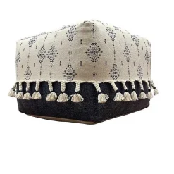 Clearance Navy and Ivory Scandinavian Motif Pouf Poufs & Floor Cushions