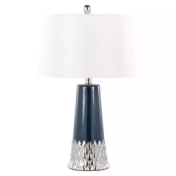 Kirklands Home Table Lamps|Navy and Silver Piper Table Lamp White