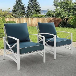 Kirklands Home Outdoor Seating|Navy and White Dayton Outdoor Chairs, Set of 2 Blue
