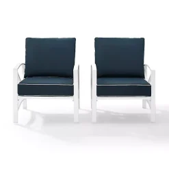 Kirklands Home Outdoor Seating|Navy and White Dayton Outdoor Chairs, Set of 2 Blue