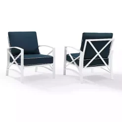 Kirklands Home Outdoor Seating|Navy and White Dayton Outdoor Chairs, Set of 2 Blue