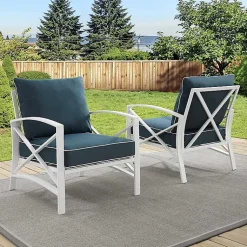 Kirklands Home Outdoor Seating|Navy and White Dayton Outdoor Chairs, Set of 2 Blue