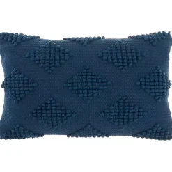 Sale Navy Woven Diamonds Lumbar Pillow Pillows