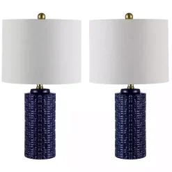 Kirklands Home Table Lamps|Navy Ceramic Motif Table Lamps, Set of 2 Blue
