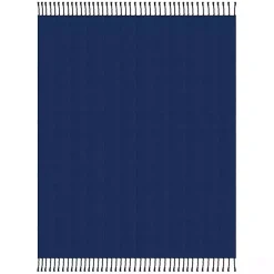 New Navy Checkered Weave Fringe Throw Blankets & Throws