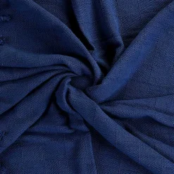 New Navy Checkered Weave Fringe Throw Blankets & Throws