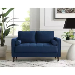 Kirklands Home Sofas & Loveseats|Navy Chelsea Modern Loveseat Blue