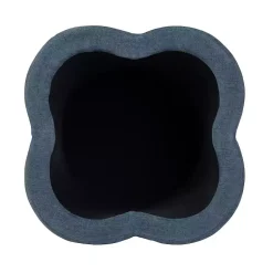 Kirklands Home Benches & Ottomans|Navy Chenille Flower Storage Ottoman Blue