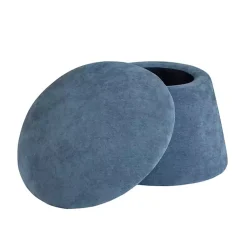 Kirklands Home Benches & Ottomans|Navy Chenille Mushroom Storage Ottoman Blue